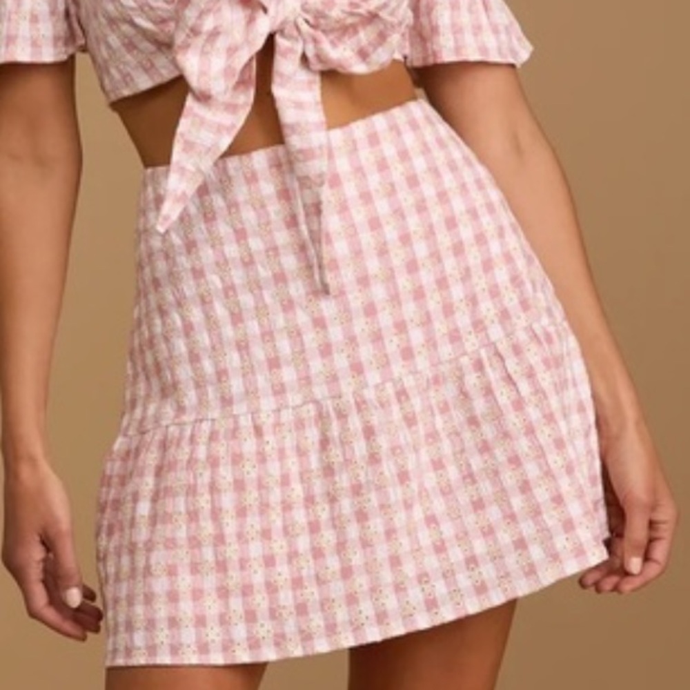 Pink gingham Lulus skort / skirt